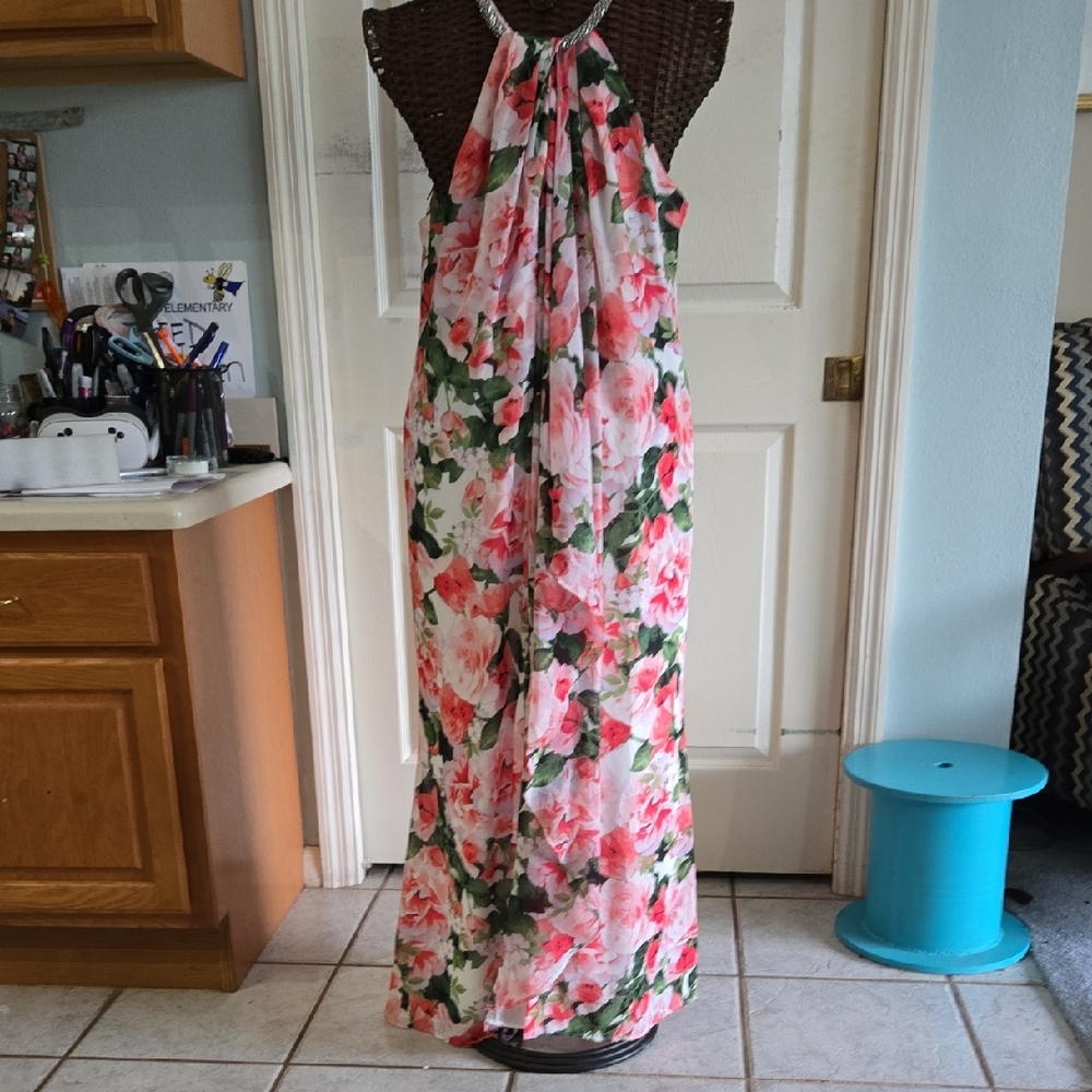 Calvin Klein Chiffon Flora Maxi Dress-size 14